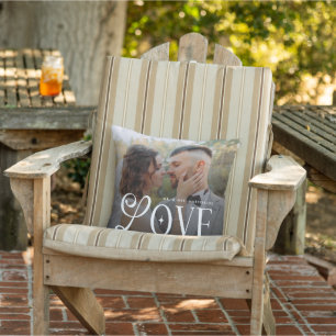 Modern Love Mr Mrs Wedding Photo Couples Monogram Outdoor Pillow