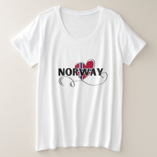 Modern Love Norway Flag scandinavia Souvenir  Plus Size T-Shirt (Design Front)