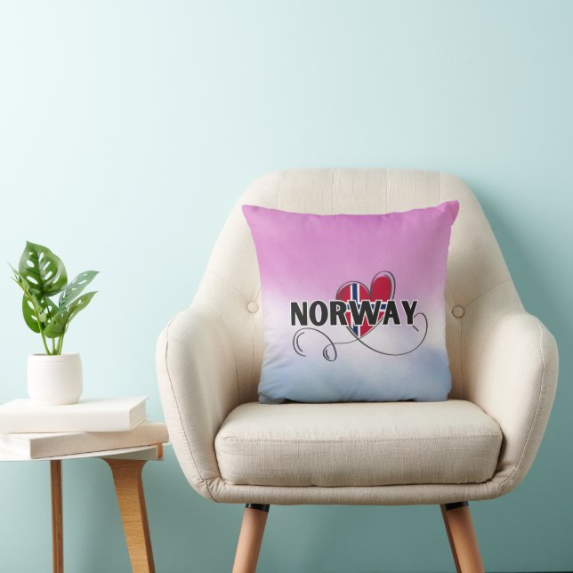Modern Love Norway Flag scandinavia Souvenir  Throw Pillow (Chair)