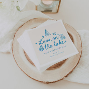 Modern "Love on the Lake" Bachelorette Weekend Napkins