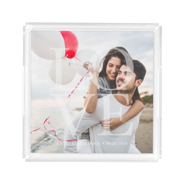 Modern "LOVE" Overlay Photo Acrylic Tray (Front)
