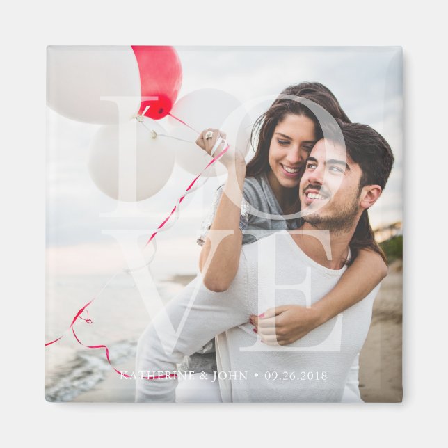 Modern "LOVE" Overlay Photo Magnet (Front)