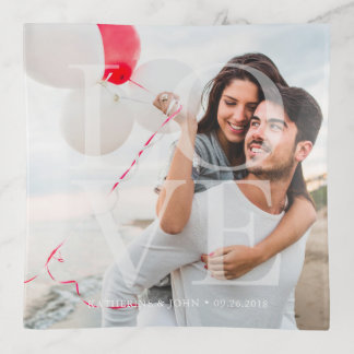 Modern "LOVE" Overlay Photo Trinket Tray