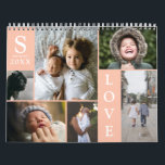 Modern Love Peach Color Block Family Photo Collage Calendar<br><div class="desc">Modern Love Pastel Peach Color Block Family Photo Collage Christmas & New Year Monthly Calendar - with personalized Love Word, family last name, year, and initial letter, all arranged in an elegant grid layout. This modern and sleek design displays 6 of your own pictures beautifully on the cover, 6 more...</div>