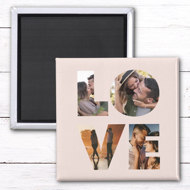 Modern LOVE Photo Collage Cutout Valentine's Day Magnet (Creator Uploaded)