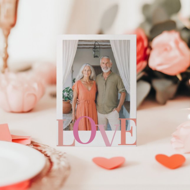 Modern Love Pink & Peach Photo Valentine's Day Holiday Card (Creator Uploaded)