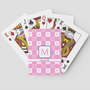 Modern Love Plaid Pink Heart Collection Poker Cards