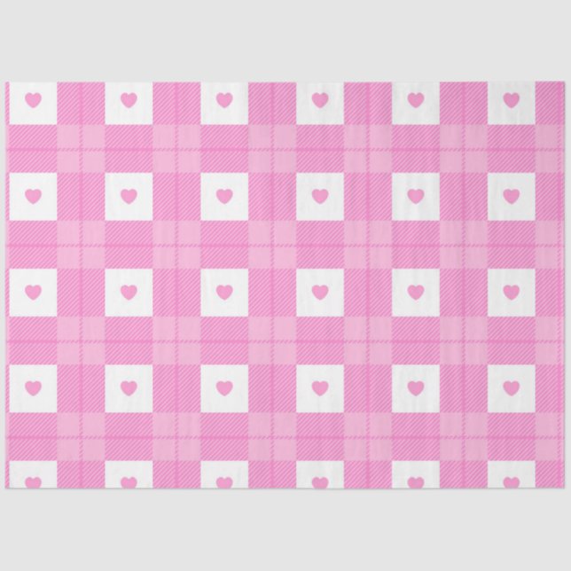 Modern Love Plaid Pink Heart Collection Tissue Paper (Front)
