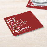 Modern Love Quote | Couples Name Square Paper Coaster<br><div class="desc">Personalized modern love quote on a terra rose background that can be changed to any color.</div>