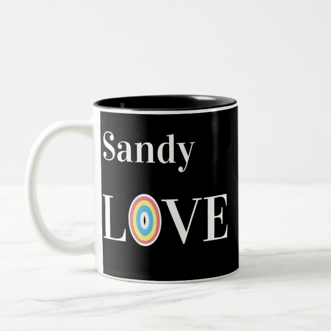 Modern Love Rainbow on Chic Black Two-Tone Coffee Mug (Left)