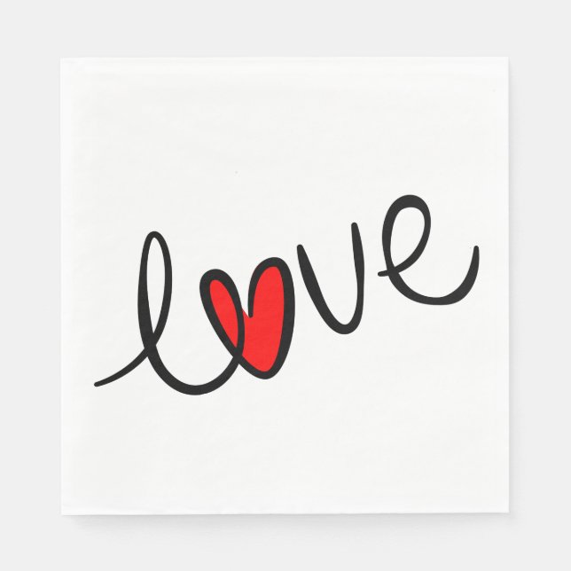 Modern Love Red Heart Wedding, Bridal Shower Napkins (Front)