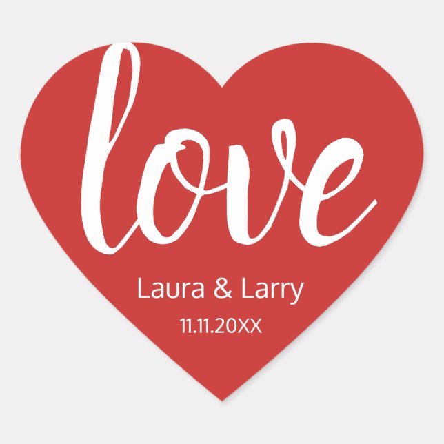 Modern LOVE Red Heart Wedding Favor Envelope Seals (Front)