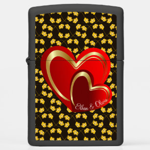 Modern Love Red Hearts Personalized Relationship Zippo Lighter