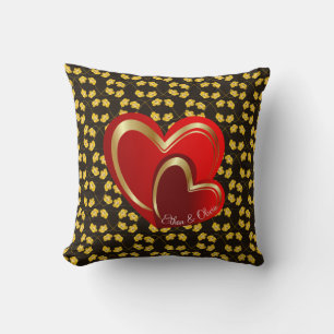 Modern Love Red Hearts Personalized Wedding Gift Throw Pillow