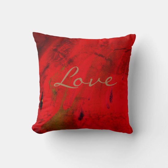 Modern Love Red Purple Abstract Design  Throw Pill Throw Pillow (Front)