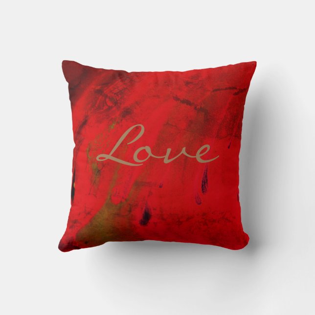 Modern Love Red Purple Abstract Design  Throw Pillow (Back)