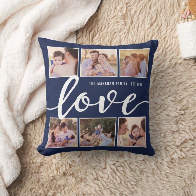 Modern Love Script Decorative Photo Throw Pillow (Blanket)