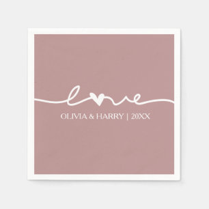 Modern Love Script Dusty Rose Wedding Paper Napkin
