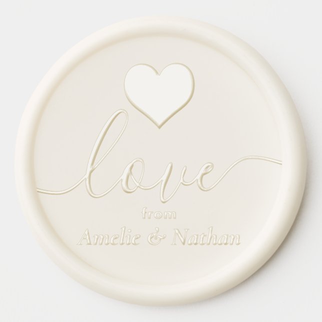 Modern Love Script Elegant Heart Wedding Wax Seal Sticker (Front)