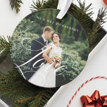 Modern Love Script Newlywed Full Photo Keepsake Ornament<br><div class="desc">Special personalized newlywed wedding photo ornament to display your own special wedding photo memory. Our design features a full photo design with your last name displayed along the top. The word "Love" is designed in a beautiful handwritten white script style that is overlaid over the wedding photo. The back and...</div>