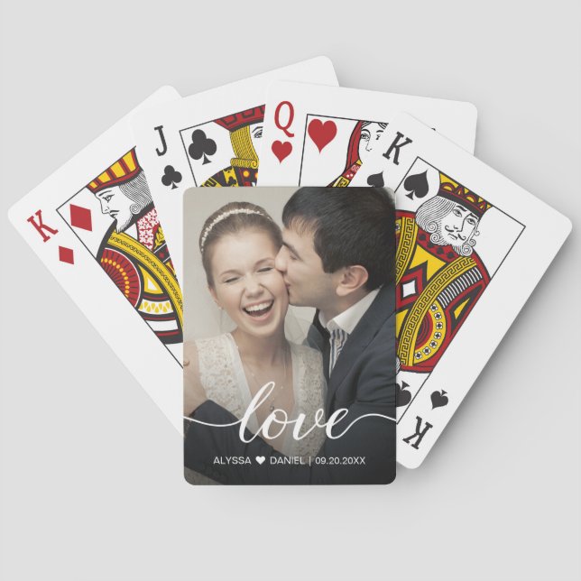Modern Love script Simple Custom Photo  Poker Cards (Back)