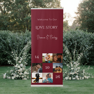 Modern Love Story Engagement /Wedding Photo Retractable Banner