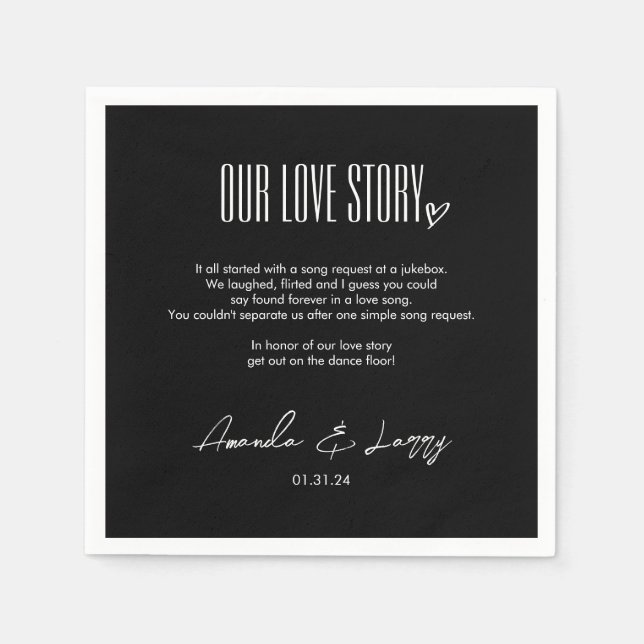 Modern Love Story Wedding Napkins (Front)
