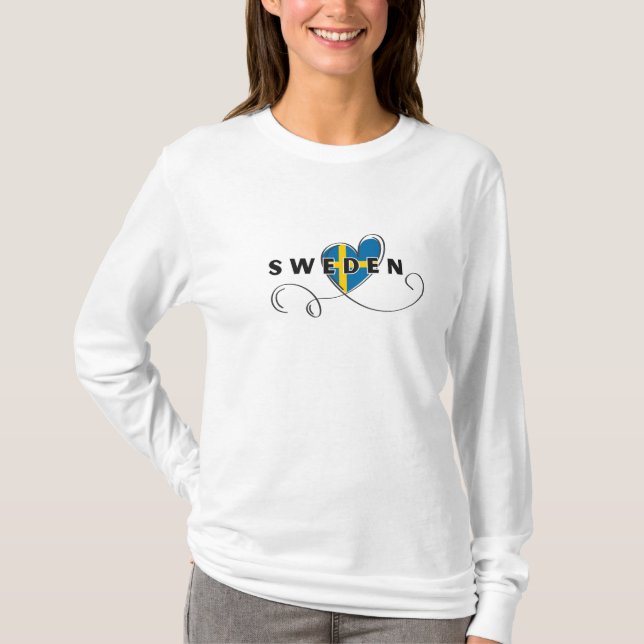 Modern Love Sweden Flag Swedish Souvenir  T-Shirt (Front)