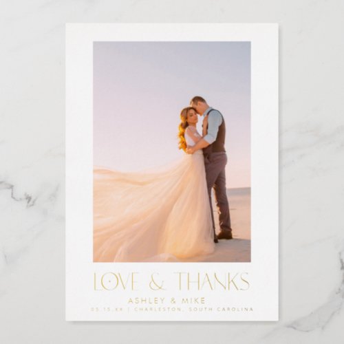 Modern Love  Thanks 2 Photo Wedding Thank You Foil Invitation