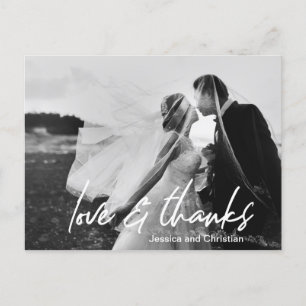 Modern Love & thanks Wedding Photo thank you Postcard