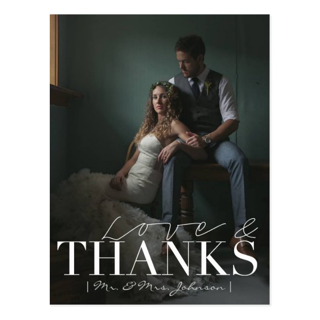 Modern Love & Thanks | Wedding Thank You Photo Postcard