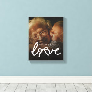 Modern Love Typography Grandma Custom Photo Gift Canvas Print