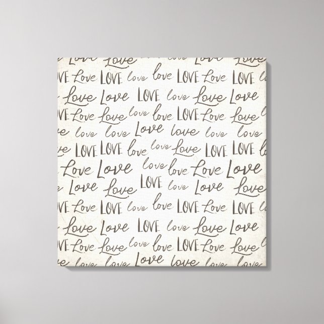 Modern "Love" Typography on Parchment, Canvas Print (Front)