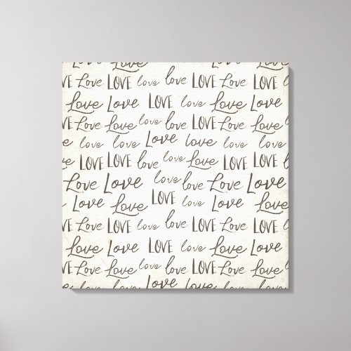 Modern Love Typography on Parchment Canvas Print
