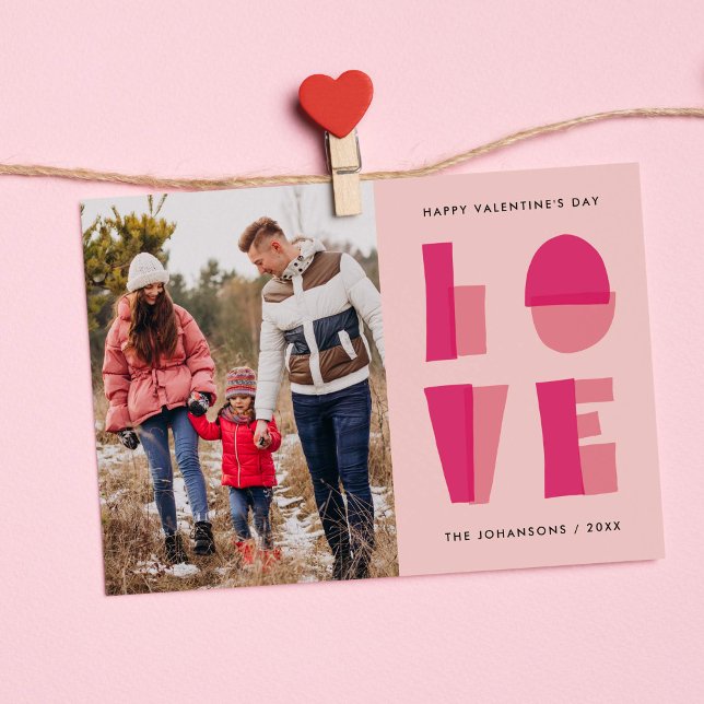 Modern Love Typography Valentine's Day Photo Holiday Card (Modern love typography - Valentine's Day photo card)