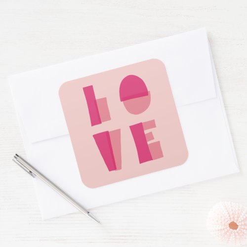 Modern Love Typography Valentines Day Square Sticker