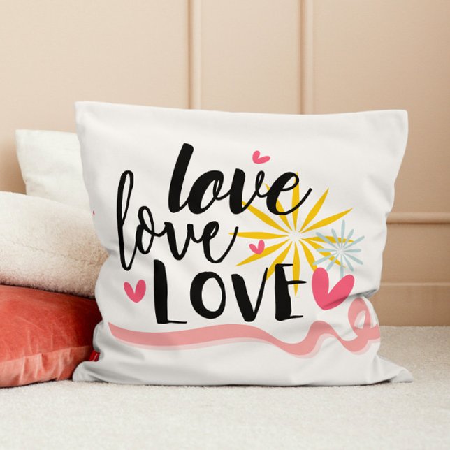 Modern Love Typography Valentines Day Throw Pillow (Creator Uploaded)
