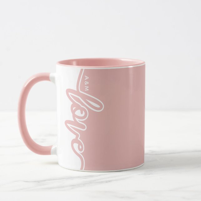 Modern LOVE Valentine's Day Custom Initials Mug (Left)