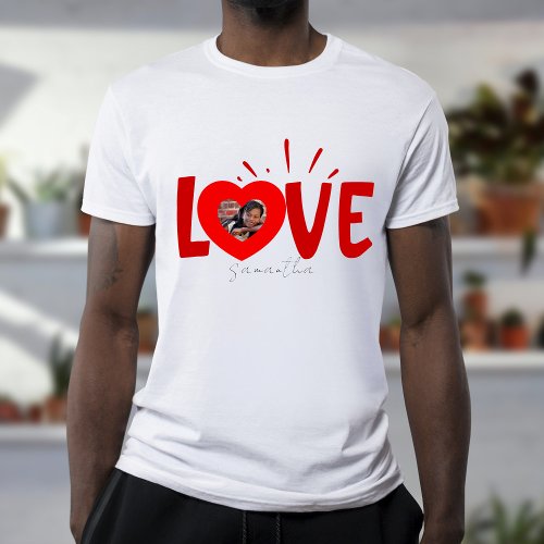 Modern Love Valentines Day cute custom photo  T_Shirt