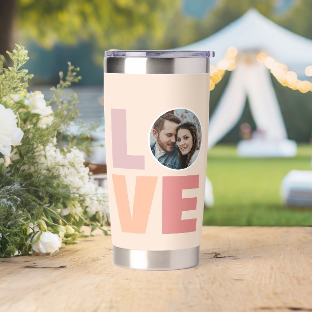Modern Love Valentines Gift Photo Insulated Tumbler (Wedding)