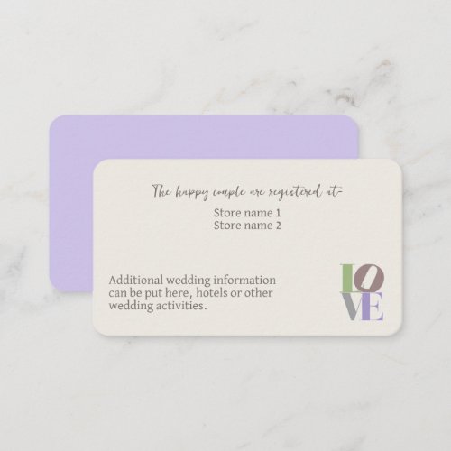 Modern LOVE Wedding Enclosure Business Card