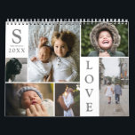 Modern Love White Color Block Family Photo Collage Calendar<br><div class="desc">Modern Love White and Gray Color Block Family Photo Collage Christmas & New Year Monthly Calendar - with personalized Love Word, family last name, year, and initial letter, all arranged in an elegant grid layout. This modern and sleek design displays 6 of your own pictures beautifully on the cover, 6...</div>
