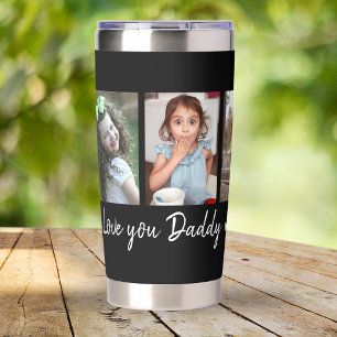 Modern Love You Daddy 5 photo Collage Black Insulated Tumbler