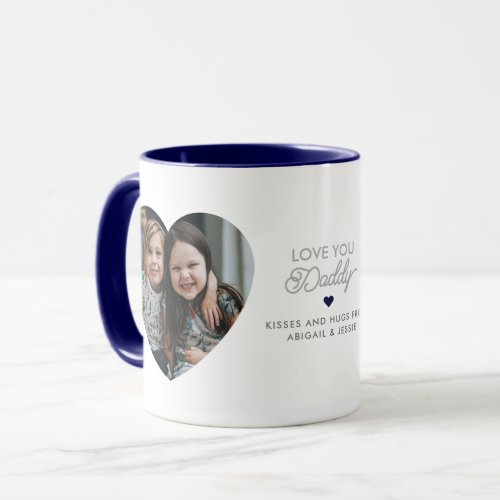 Modern Love you DaddyDad 2 Heart_Shaped Photos Mug