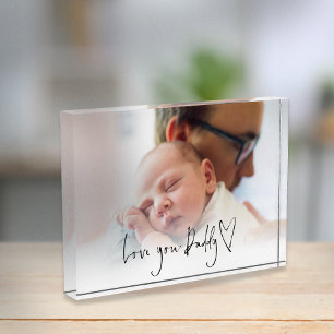 Modern Love You Daddy Script Heart Photo Overlay Block