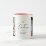 Modern "Love you Grandma" 2-Photo Two-Tone Coffee Mug<br><div class="desc">Modern personalized mug,  featuring 2 photos with "Love you,  Grandma" in handwritten script (not editable) and grandchildren's names in a simple font (fully editable). If you need any help customizing this,  please contact me using the message button below and I'll be happy to help.</div>