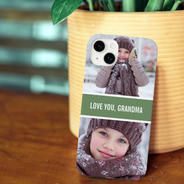 Modern Love You Grandma 2 Photos Green Case-Mate iPhone Case (Creator Uploaded)