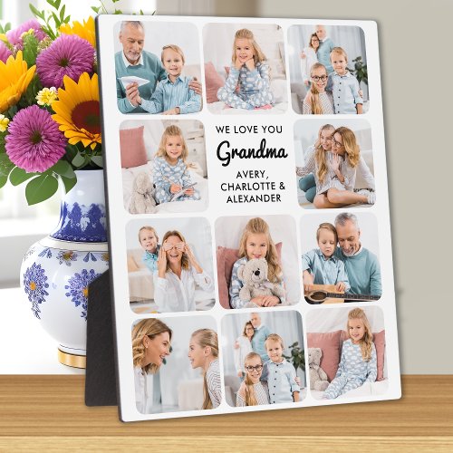 Modern Love You Grandma Custom 11 Photo Collage Plaque