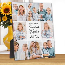 Modern Love You Grandma Grandpa Custom 8 Photo Plaque