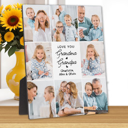 Modern Love You Grandma Grandpa Custom 8 Photo Plaque